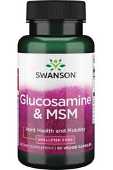 Swanson Glucosamine & MSM capsules for joint health and mobility, shellfish free, 60 veggie capsules.